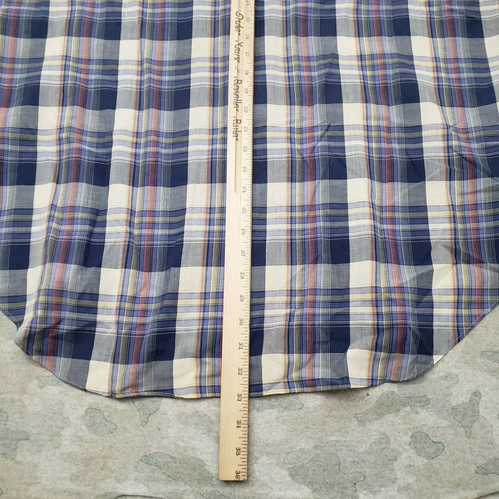 Ely Cattleman Western Shirt Mens 2XL Blue Plaid Pearl Snap Short Sleeve Rodeo